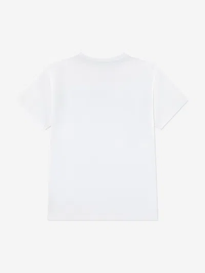 Lacoste Boys Striped Logo T-shirt In White