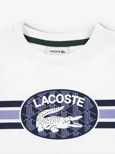 Lacoste Boys Striped Logo T-shirt In White