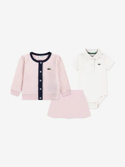 Lacoste Baby Girls Mon Premier 3 Piece Skort Set In Multi