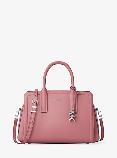 Michael Kors Laila Medium Leather Satchel In Red