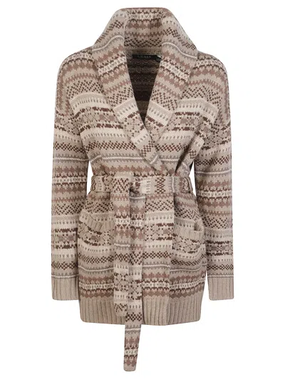 Ralph Lauren Patterned Belted Cardigan In Multi