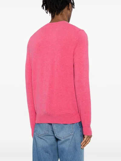 Comme Des Garçons Play Crew Neck Cardigan Ribbed Cuffs Hem In Pink