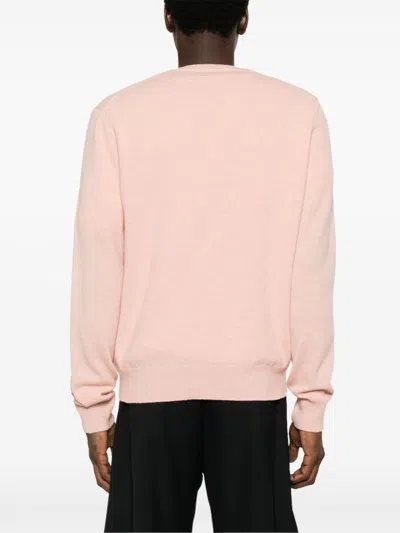 Comme Des Garçons Play Knit Cardigan Cuffs Ribbed Hem Detail In Pink