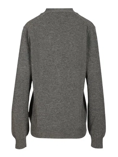 Comme Des Garçons Play Knit Cardigan Cuffs Ribbed Hem In Gray