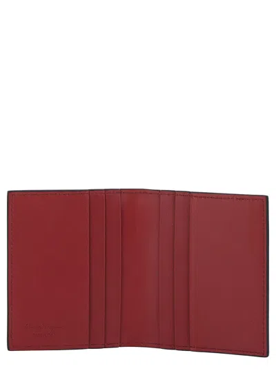 Ferragamo Textured Calfskin Cardholder With Polished Logo Accent In Black