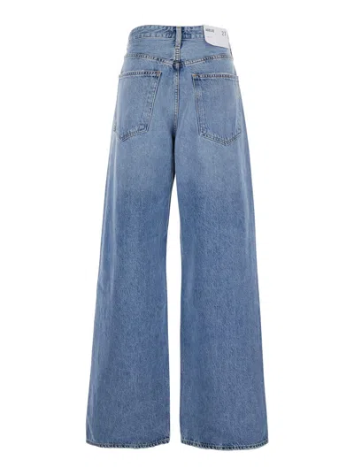Agolde Wide-leg Light Blue Denim Jeans With Classic Five-pocket Design