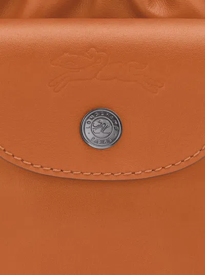 Longchamp Le Pliage Xtra Brown Crossbody Bag With Drawstring Closure And Adjustable And Removable Shoulder Str In Orange
