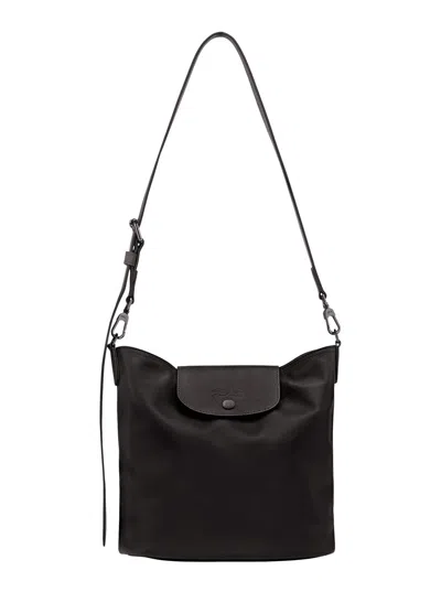 Longchamp Le Pilage Xtra Black Medium Shoulder Strap With Removable Shoulder Strap And Embossed Lgoo On The Fr In Black