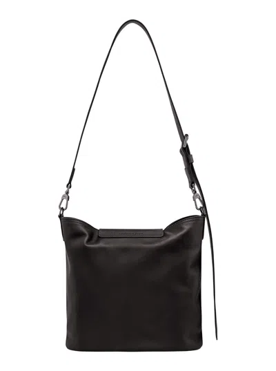 Longchamp Le Pilage Xtra Black Medium Shoulder Strap With Removable Shoulder Strap And Embossed Lgoo On The Fr In Black