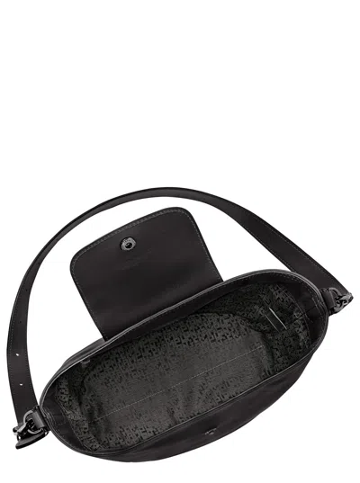 Longchamp Le Pilage Xtra Black Medium Shoulder Strap With Removable Shoulder Strap And Embossed Lgoo On The Fr In Black