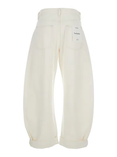 Frame The Bubble White Five-pocket Jeans With Balloon Legs In Denim Woman In White