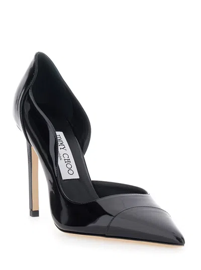 Jimmy Choo Brigitte Black Pumps With Thin Heel In Shiny Leather Woman