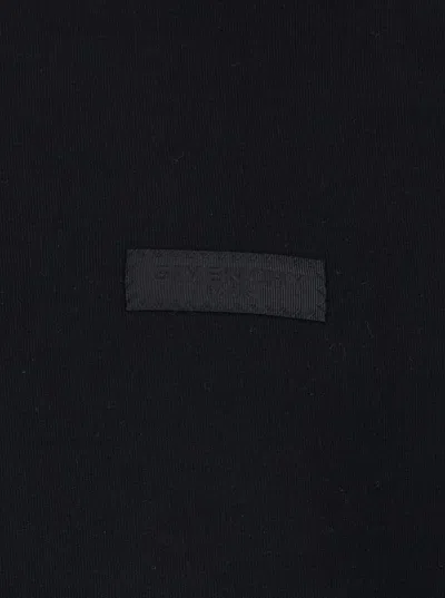Givenchy Black Crewneck Sweatshirt With Logo Patch On The Front In Cotton Man In Black