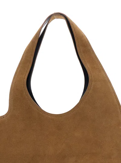 Coperni Women Brown Heart Shaped Shoulder Bag With Cut-out On The Handle In Suede Woman In Brown