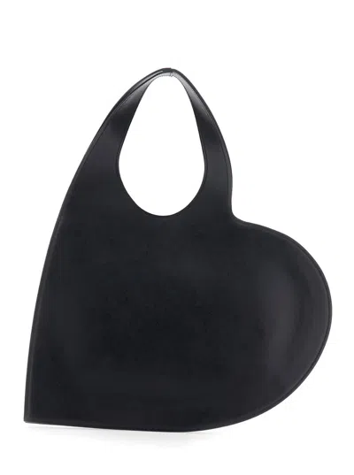 Coperni Women Black Heart Shaped Shoulder Bag With Cut-out On The Handle In Suede Woman In Black