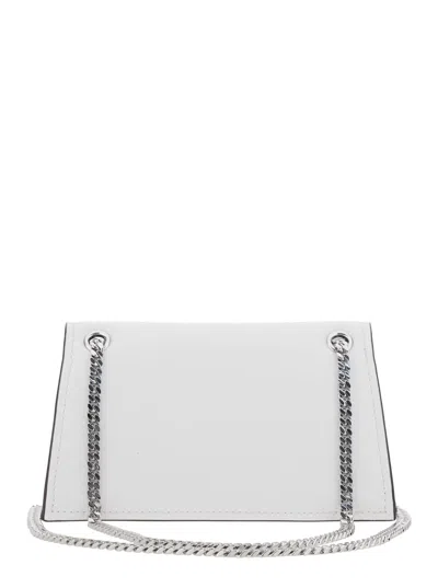 Tory Burch Kira White Shoulder Bag With Chain Strap And Metallic Logo On The Front In Leather Woman In White