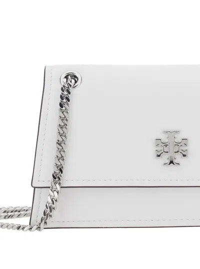 Tory Burch Kira White Shoulder Bag With Chain Strap And Metallic Logo On The Front In Leather Woman In White