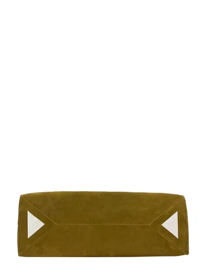 Attico La Passeggiata Green Shoulder Bag With Two Top Handles In Leather Suede Woman In Metallic
