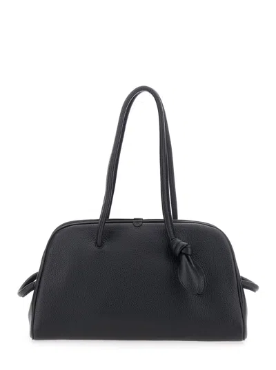 Jacquemus Le Turismo Black Handbag With Two Round Handles In Grained Leather Woman In Black