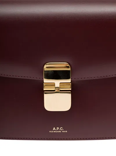 Apc Grace Bordeaux Small Crossbody Bag With Adjustable Shoulder Strap And Embossed Logo Lettering On The In Burgundy