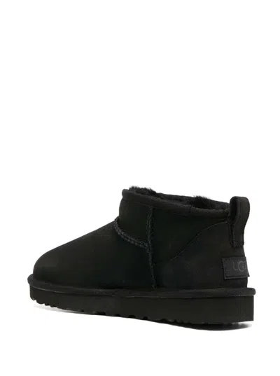 Ugg Black Ultra Mini Boots In Suede Woman In Black