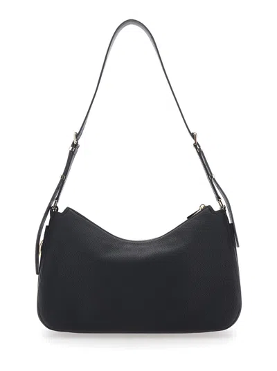 Michael Michael Kors Nolita Medium Black Shoulder Bag With Logo Charm And Adjustable Shoulder Strap In Leather Woman In Black