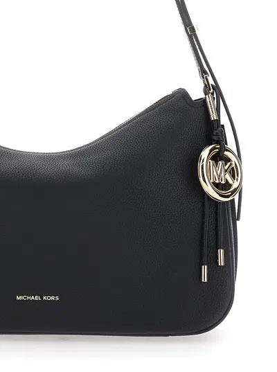 Michael Michael Kors Nolita Medium Black Shoulder Bag With Logo Charm And Adjustable Shoulder Strap In Leather Woman In Black