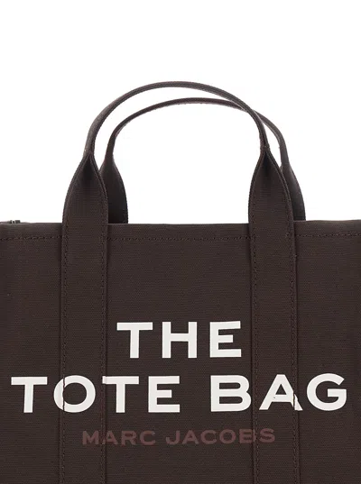 Marc Jacobs The Medium Tote Brown Tote Bag With Contrasting Logo Lettering On The Front In Cotton Woman In Brown