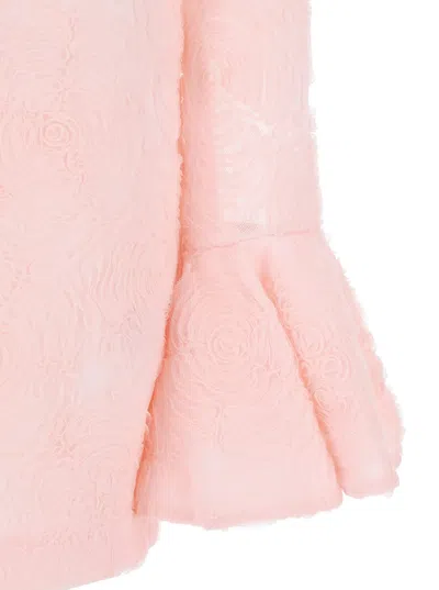 Rotate Birger Christensen Pink Dress With Drop-neck On The Back And All-over Floral Embroidery In Fabric Woman In Pink