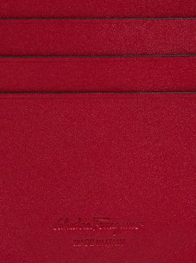 Ferragamo Men Salvatore  Man's Revival Black  Leather Card Holder With Gancini Buckle