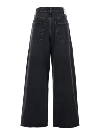 Agolde Vana Black Low-crotch Jeans With Book Closure In Denim Woman In Black