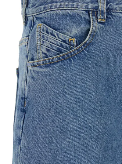 Attico Blue Jeans With Logo Detail On The Pocket And Logo Patch On The Rear In Denim Woman In Blue