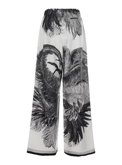 Attico Multicolor Pants With Elastic Drawstring Pants And All-over Print In Silk Woman In Multi