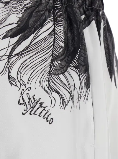 Attico Multicolor Pants With Elastic Drawstring Pants And All-over Print In Silk Woman In Multi