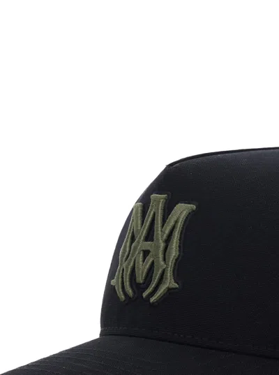 Amiri Men Black Baseball Cap With Logo On Front And Side In Cotton Man In Black