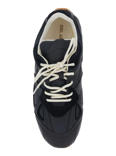 Axel Arigato Slow Runner Black Sneaker With Insert Design And Grooved Sole In Leather And Suede Man In Black