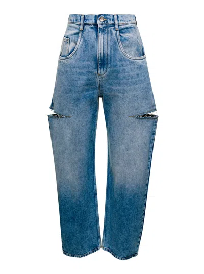 Maison Margiela Blue Jeans With Cut-out Details And Faded Effect In Denim Woman In Blue
