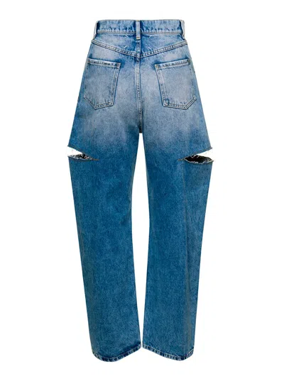 Maison Margiela Blue Jeans With Cut-out Details And Faded Effect In Denim Woman In Blue