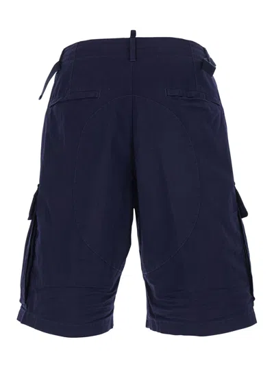 Dsquared2 Men Blue Shorts With Wide Leg And Four Flap Pockets With Buttons In Cotton Stretch Man In Blue