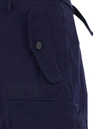 Dsquared2 Men Blue Shorts With Wide Leg And Four Flap Pockets With Buttons In Cotton Stretch Man In Blue