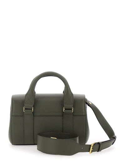 Mulberry Bayswater Mini Green Handbag With Twist Lock In Hammered Leather Woman