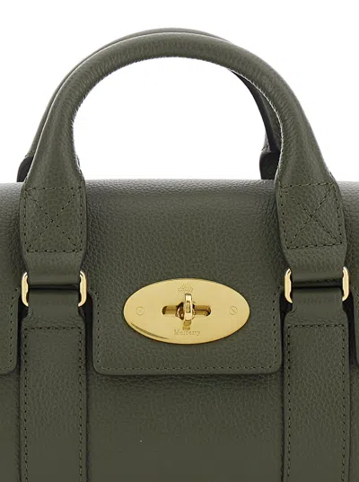 Mulberry Bayswater Mini Green Handbag With Twist Lock In Hammered Leather Woman