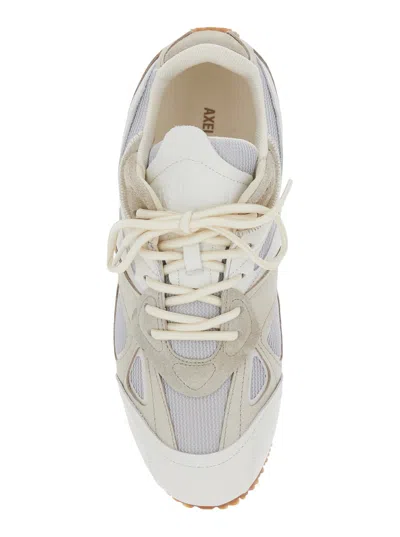 Axel Arigato Slow Runner White And Beige Sneaker With Mesh Inserts And Grooved Sole In Leather And Fabric Man In Multi