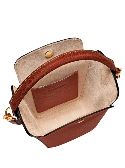 Longchamp Epure Brown Crossbody Bag With Adjustable And Removable Shoulder Strap And Embossed Logo On The Fron In Brown