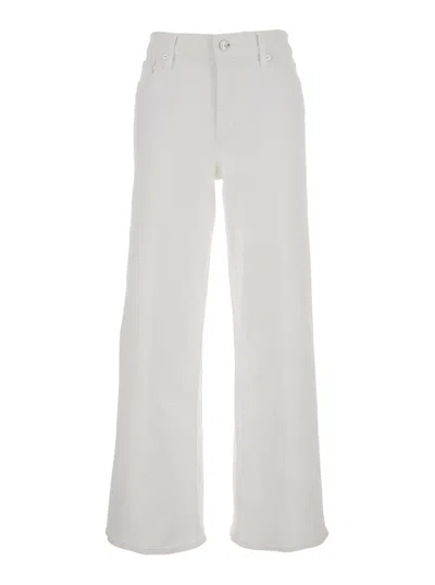 Frame Le Slim Palazzo White Jeans With Belt Loops And Wide Leg In Denim Woman In White