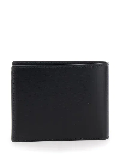 Ferragamo Florence Black Bi-fold Wallet With Logo Lettering On The Front In Leather Man