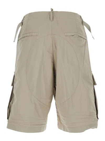 Dsquared2 Men Grey Shorts With Wide Leg And Four Flap Pockets With Buttons In Cotton Stretch Man In Gray