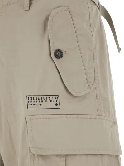 Dsquared2 Men Grey Shorts With Wide Leg And Four Flap Pockets With Buttons In Cotton Stretch Man In Gray