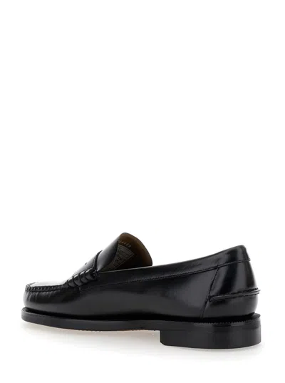 Sebago Black Pull-on Loafers In Leather Man In Black