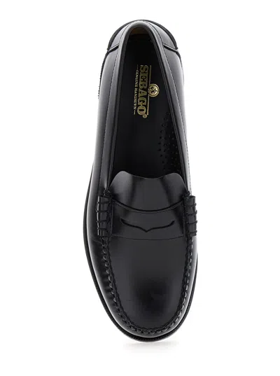 Sebago Black Pull-on Loafers In Leather Man In Black